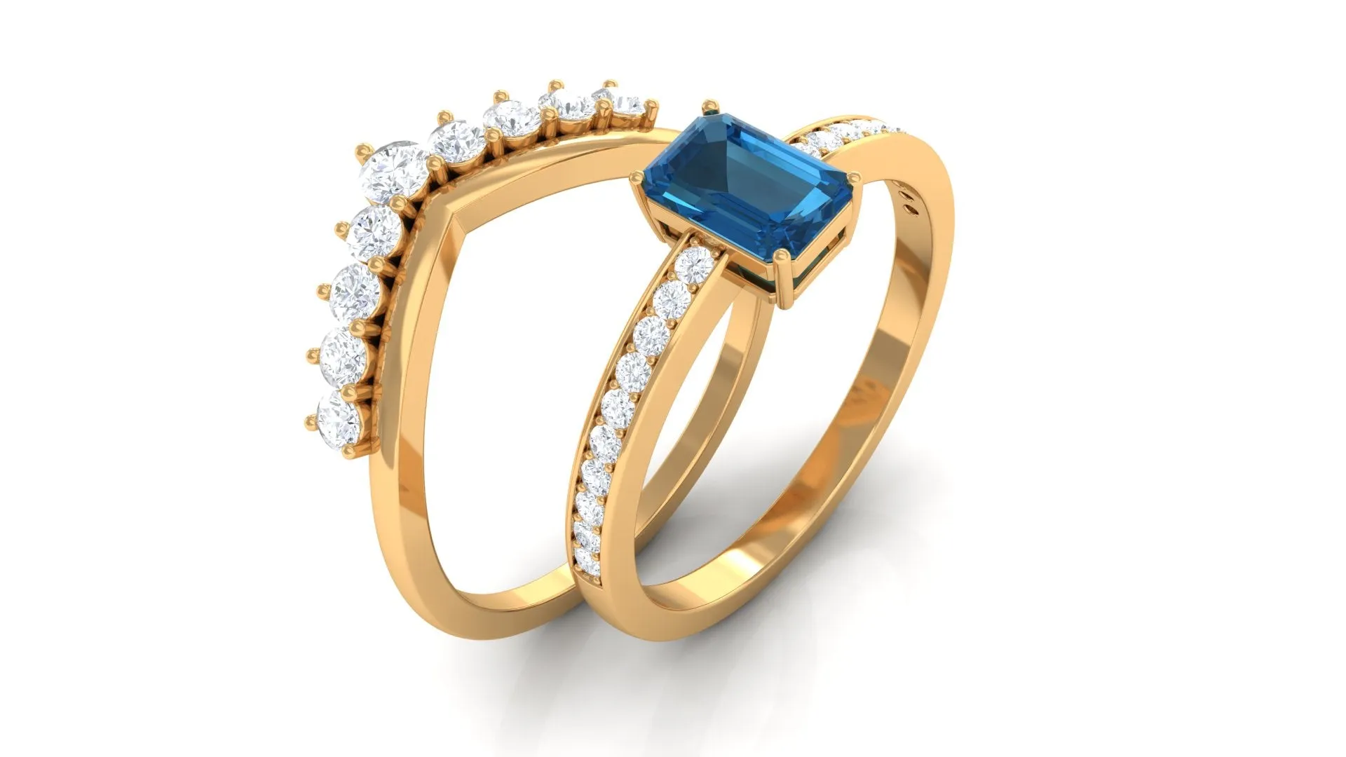 Elegant London Blue Topaz and Diamond Ring Set