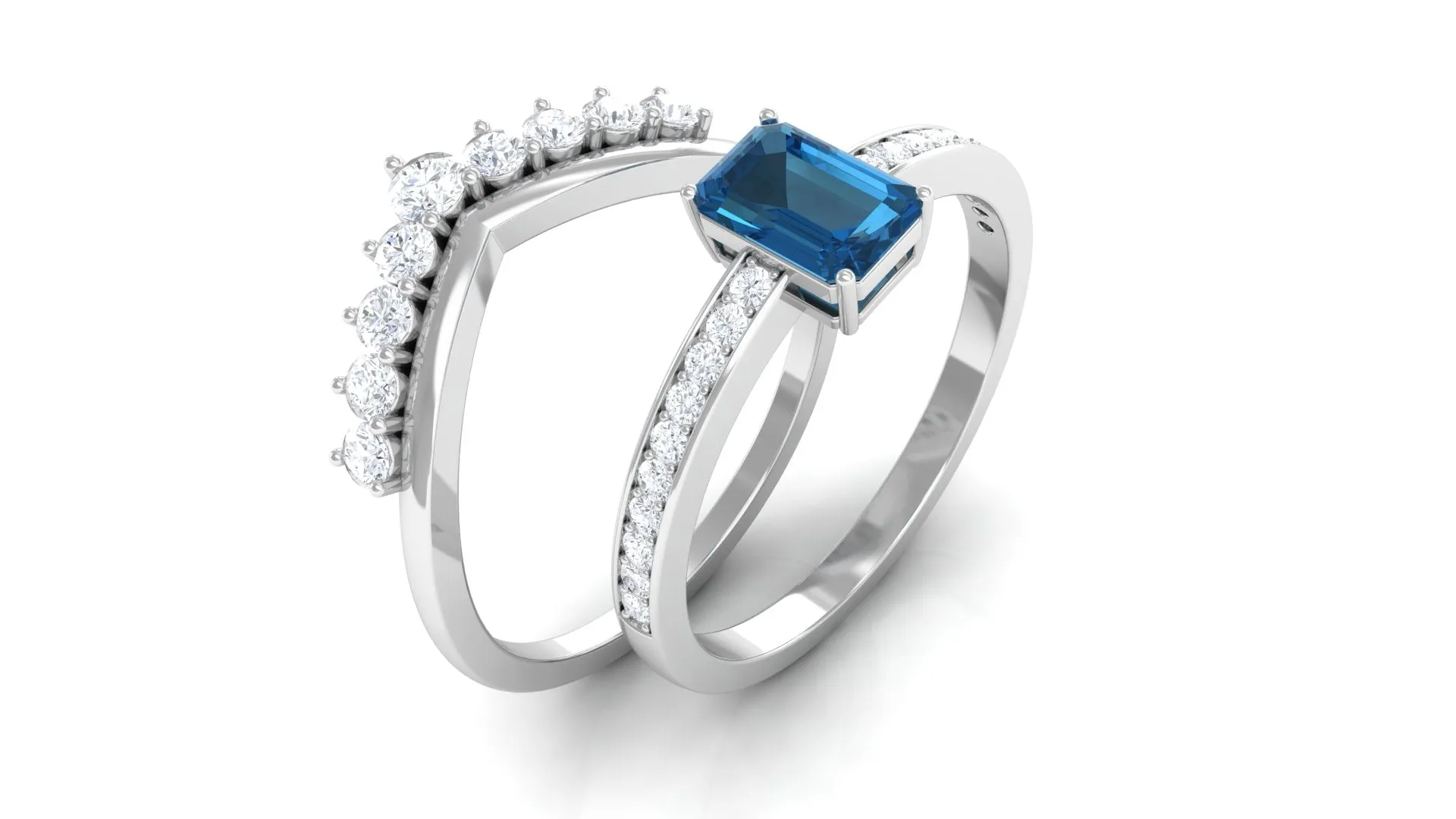 Elegant London Blue Topaz and Diamond Ring Set