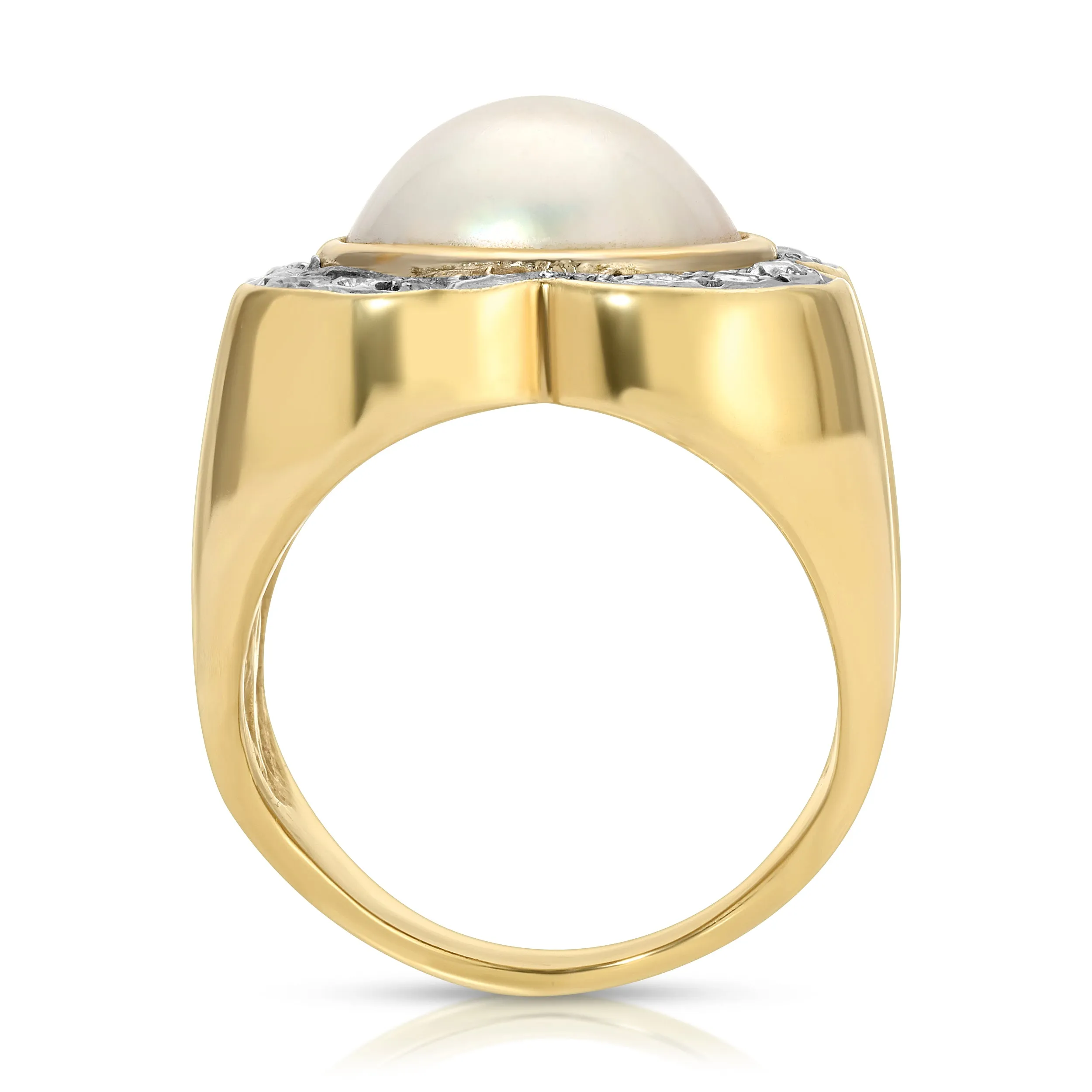 Estate Mabe Pearl Flower Cocktail Ring