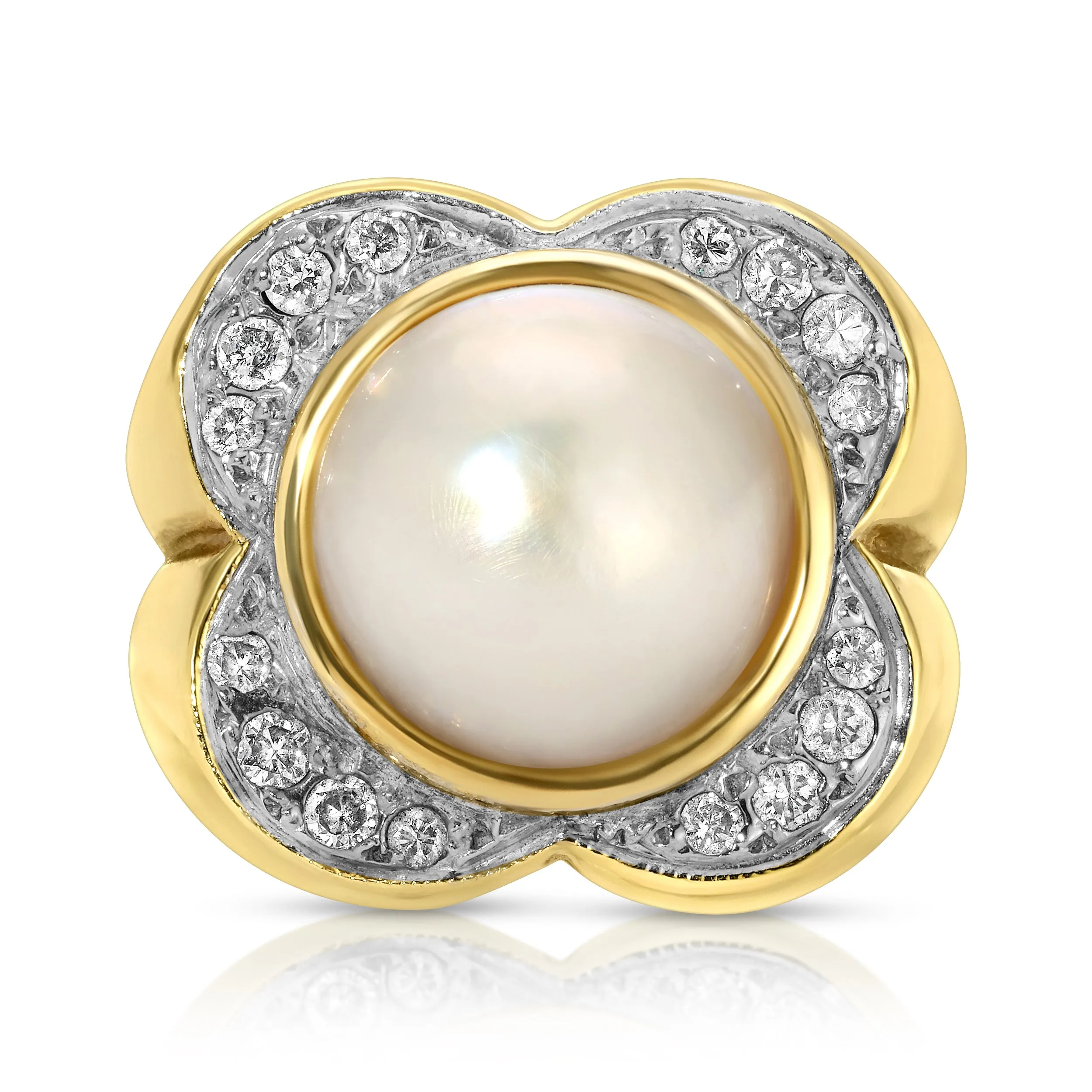 Estate Mabe Pearl Flower Cocktail Ring