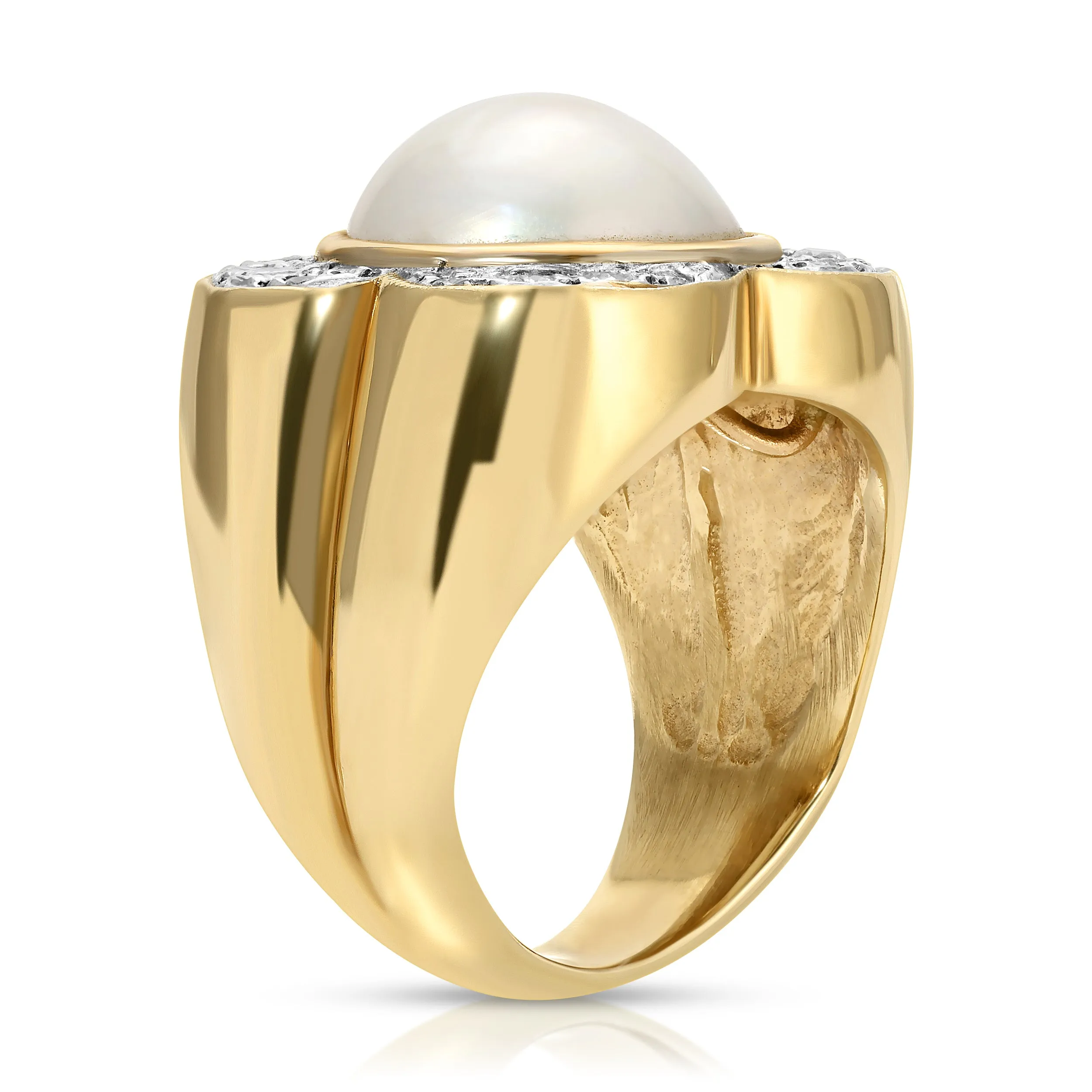 Estate Mabe Pearl Flower Cocktail Ring