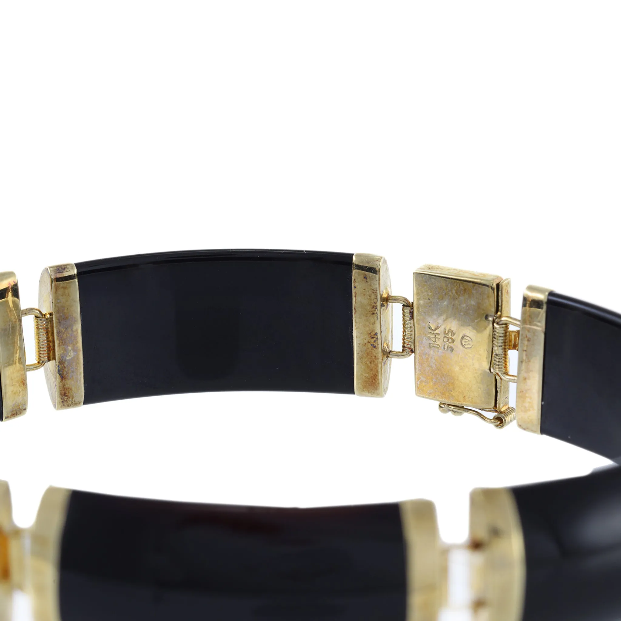 Estate Retro Era 14KT Yellow Gold Black Onyx Bracelet