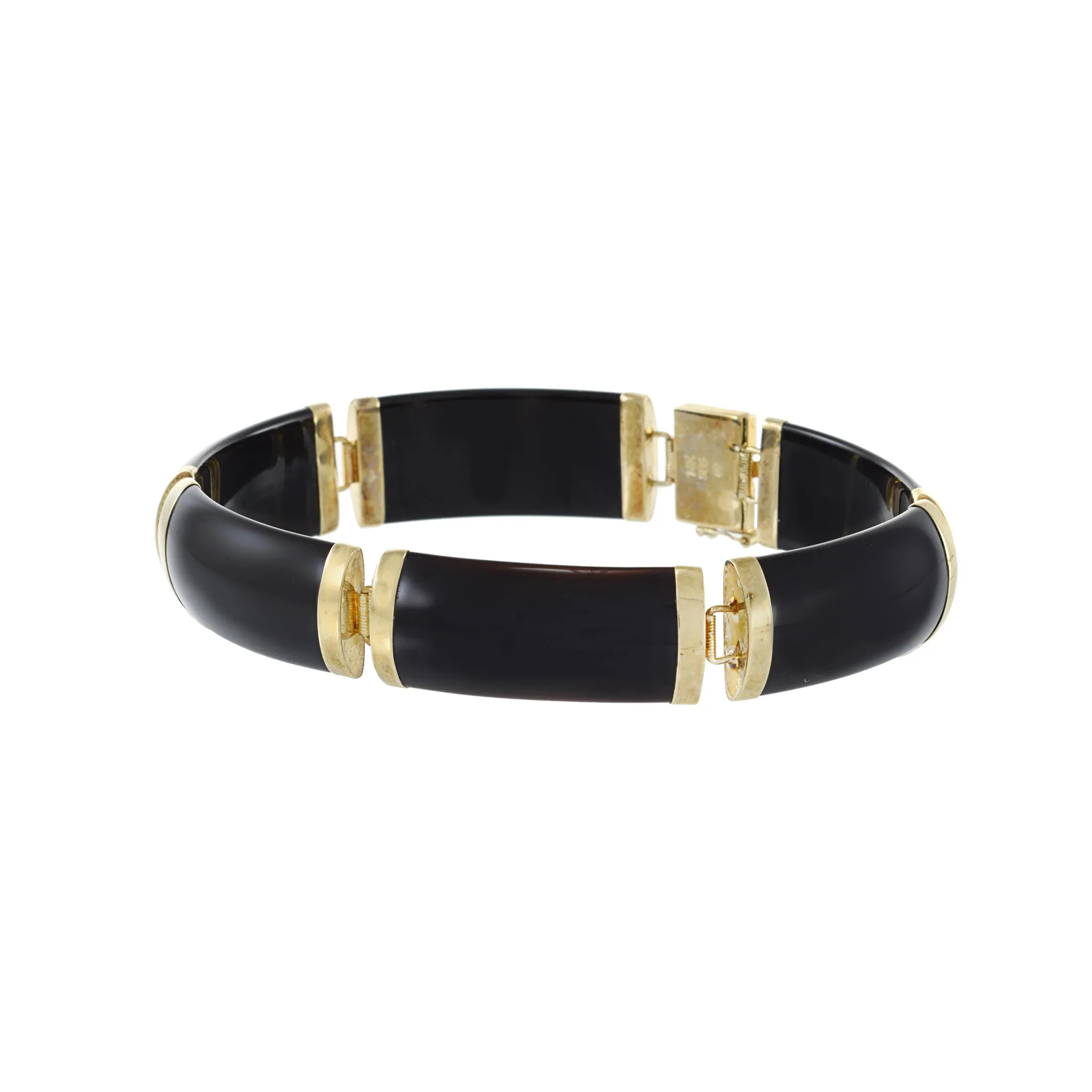 Estate Retro Era 14KT Yellow Gold Black Onyx Bracelet