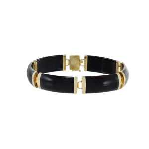 Estate Retro Era 14KT Yellow Gold Black Onyx Bracelet