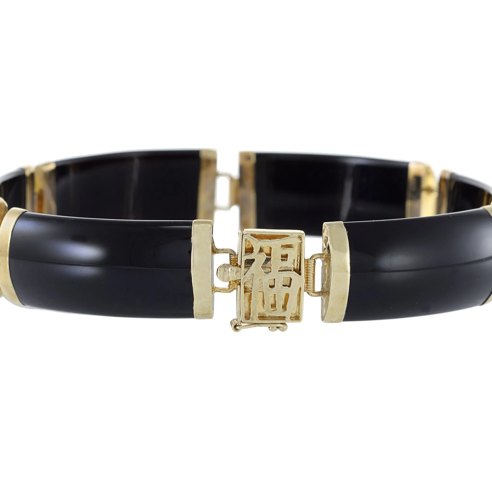 Estate Retro Era 14KT Yellow Gold Black Onyx Bracelet