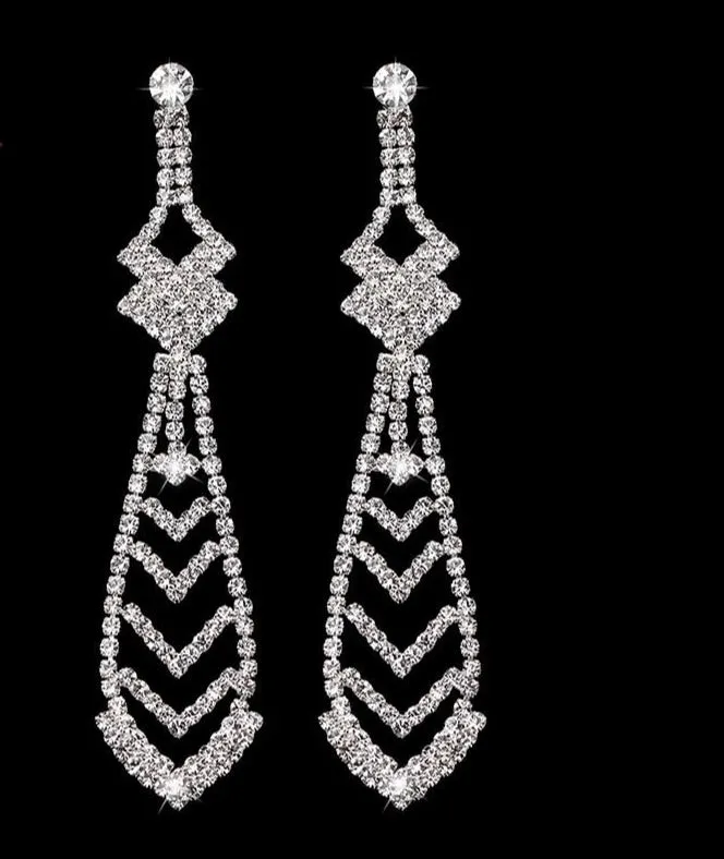 Fashion Necktie Shape Long Drop Earrings of Rhinestone Crystal