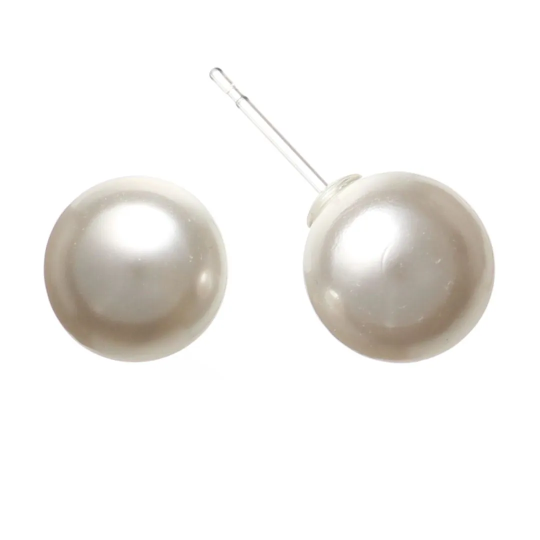 Faux Pearl Studs Hypoallergenic Earrings for Sensitive Ears Made with Plastic Posts