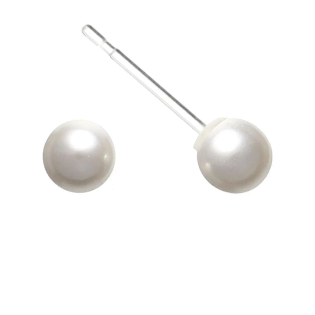 Faux Pearl Studs Hypoallergenic Earrings for Sensitive Ears Made with Plastic Posts