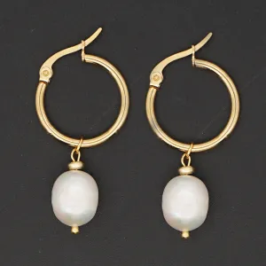 Fresh water pearl hoop