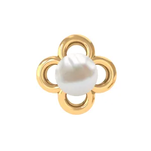 Freshwater Pearl Solitaire Flower Cartilage Earring in Gold