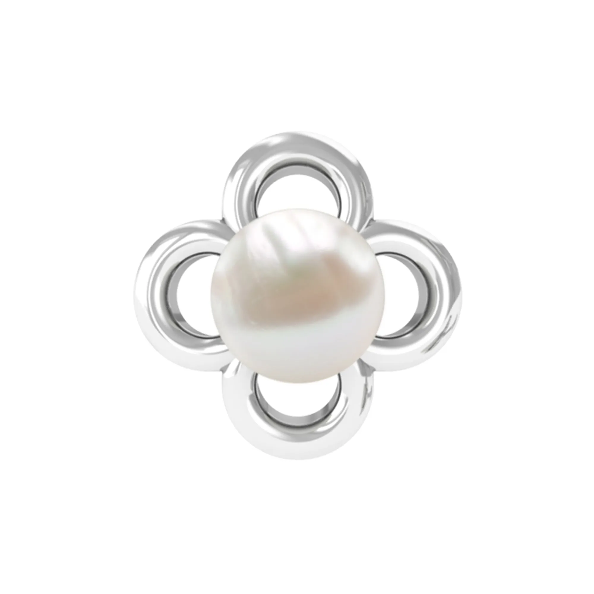 Freshwater Pearl Solitaire Flower Cartilage Earring in Gold