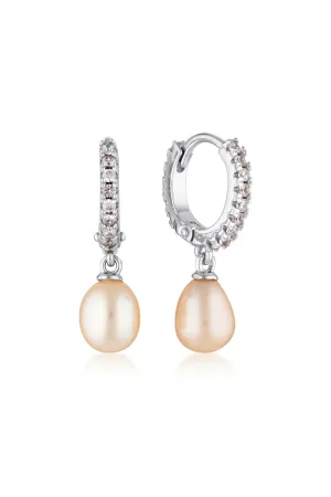 Georgini Bondi Pink Freshwater Pearl & Morganite CZ Earrings- Silver