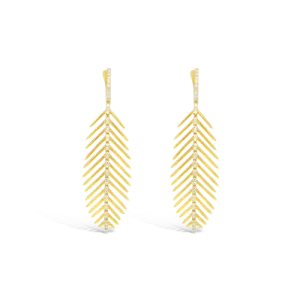 Gold & Diamond Feather Earrings