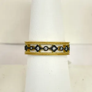 Gold CZ Hematite Band Ring