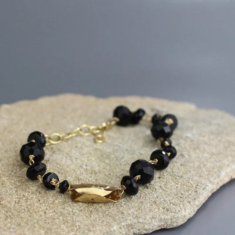 Gold Filled Onyx Chain Bracelet