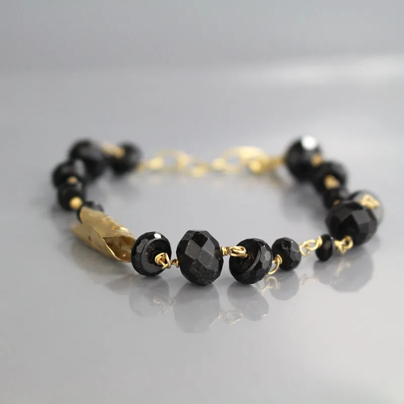 Gold Filled Onyx Chain Bracelet