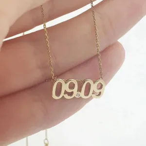 Gold Necklace With Date And Real Diamond