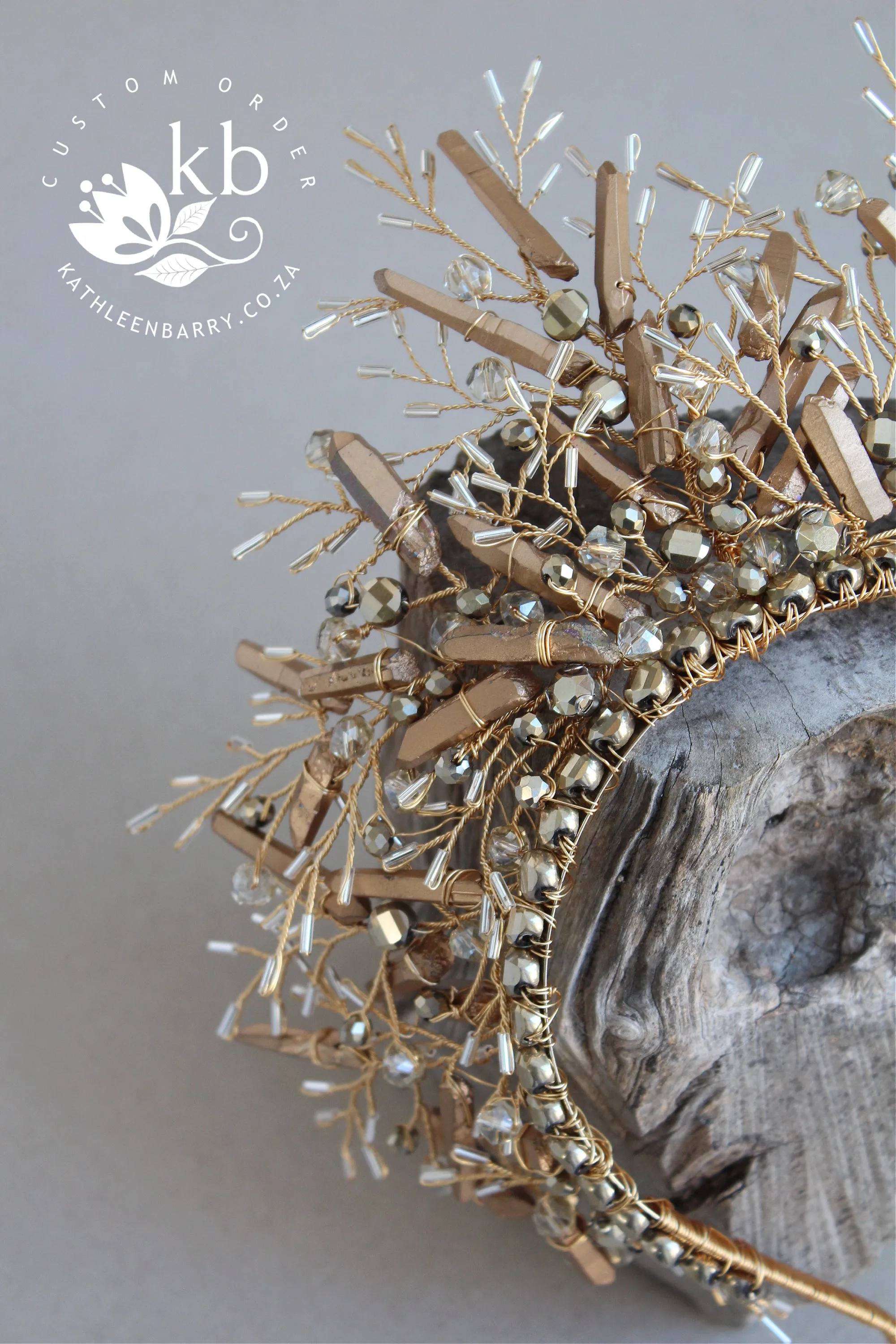 Gold Sonja quartz crystal crown - Custom color options available