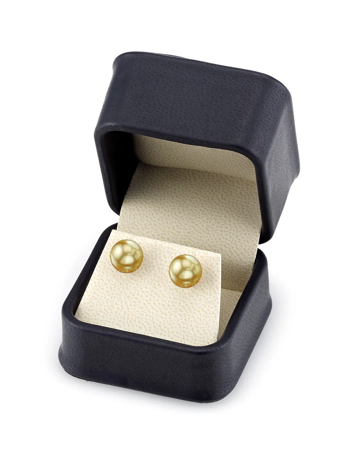 Golden South Sea Round Pearl Stud Earrings, 9.0-10.0mm