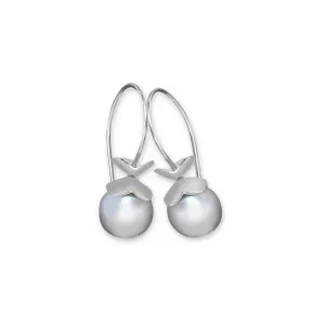 Grande Ruffle© Grey Freshwater Cultured Pearl Earrings In Sterling