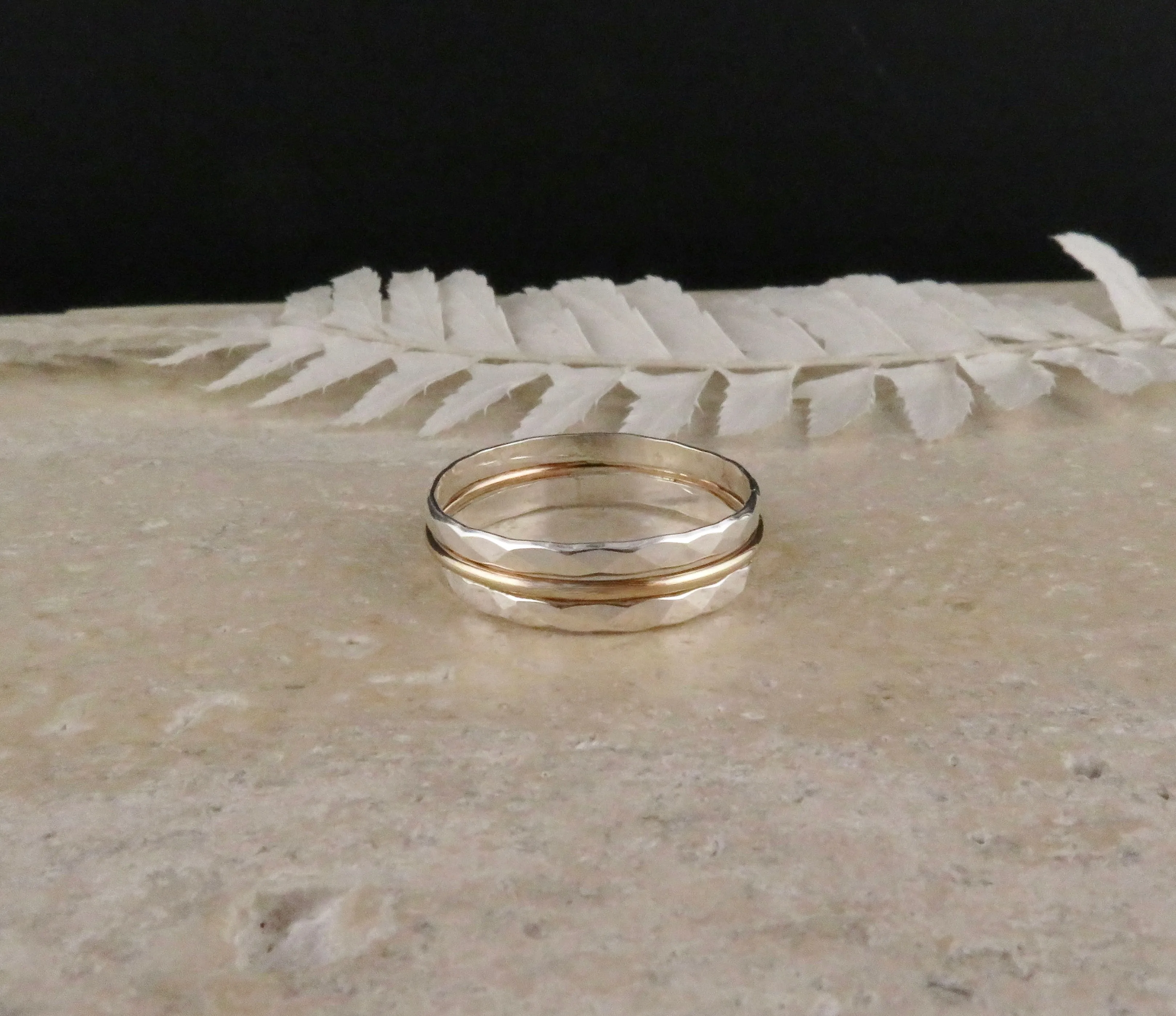 Hammered Merged Ring - Silver