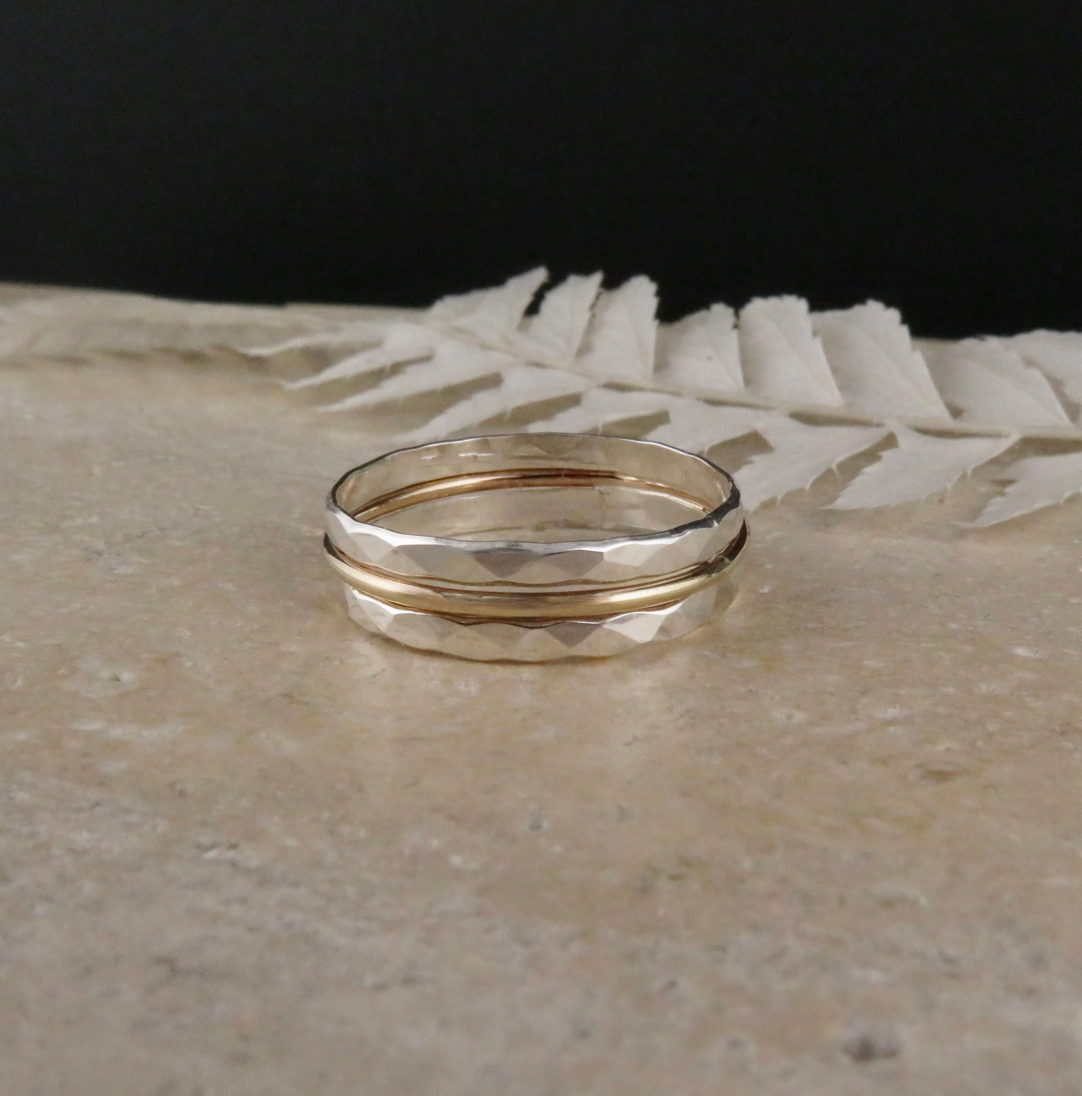 Hammered Merged Ring - Silver