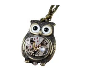 Handmade Antique Bronze Steampunk Owl Necklace