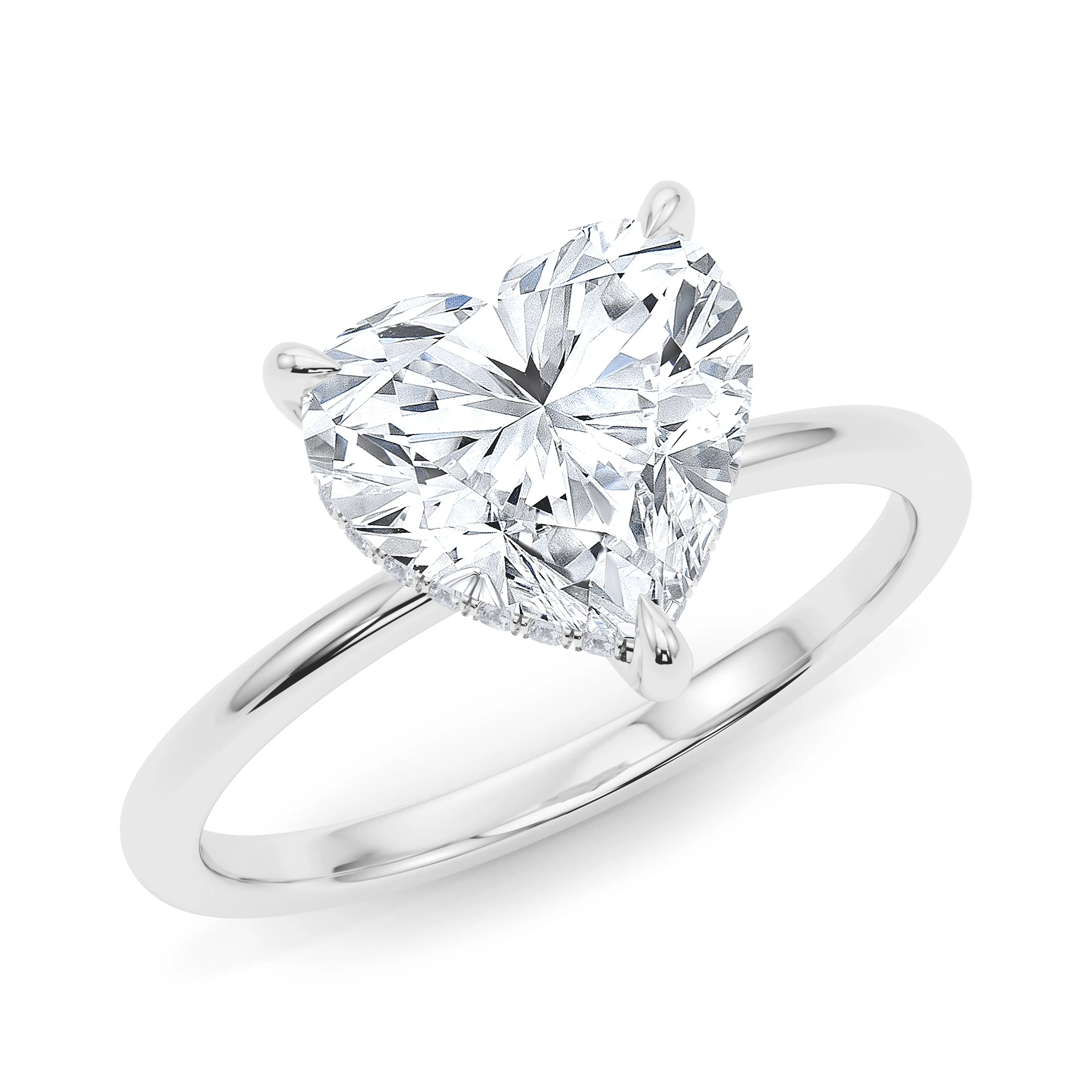 Heart Cut Hidden Halo Diamond Ring