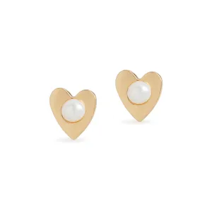 Heart Pearl Stud Earrings