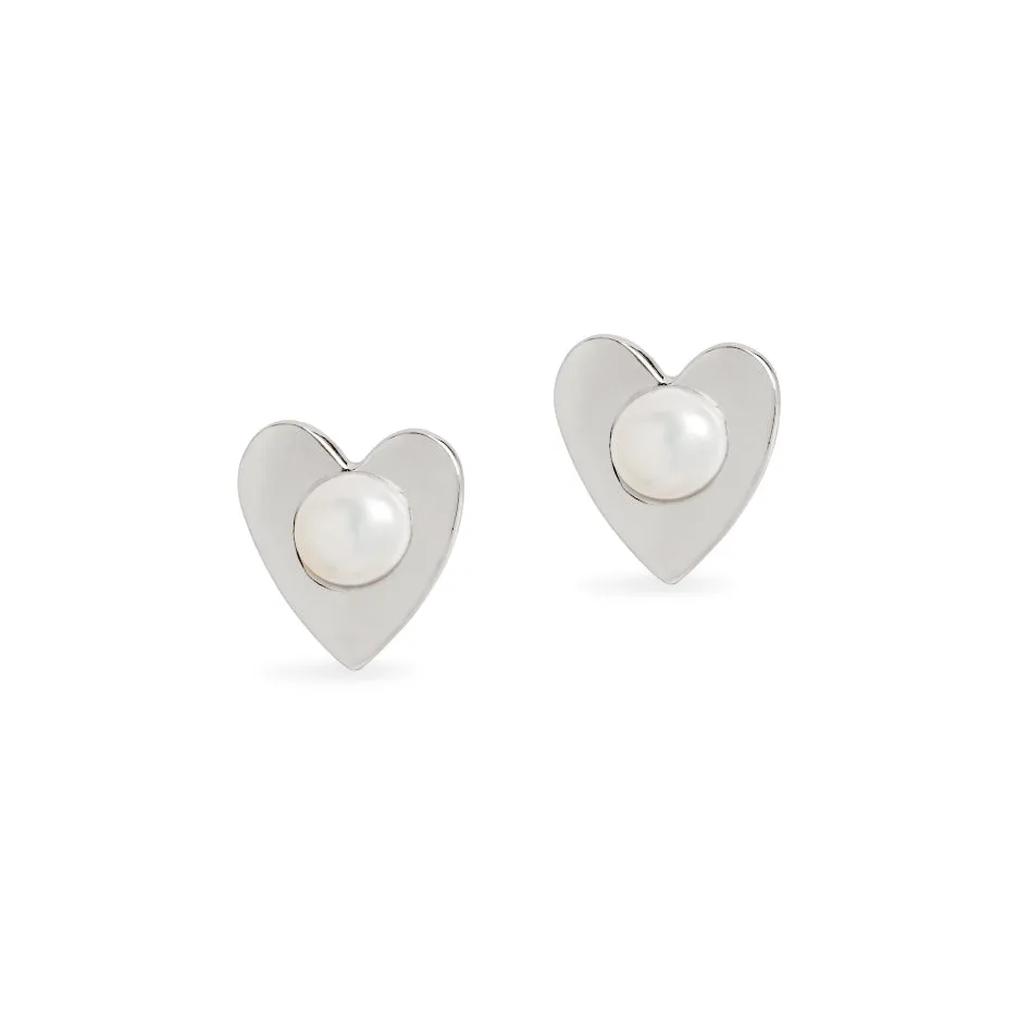 Heart Pearl Stud Earrings