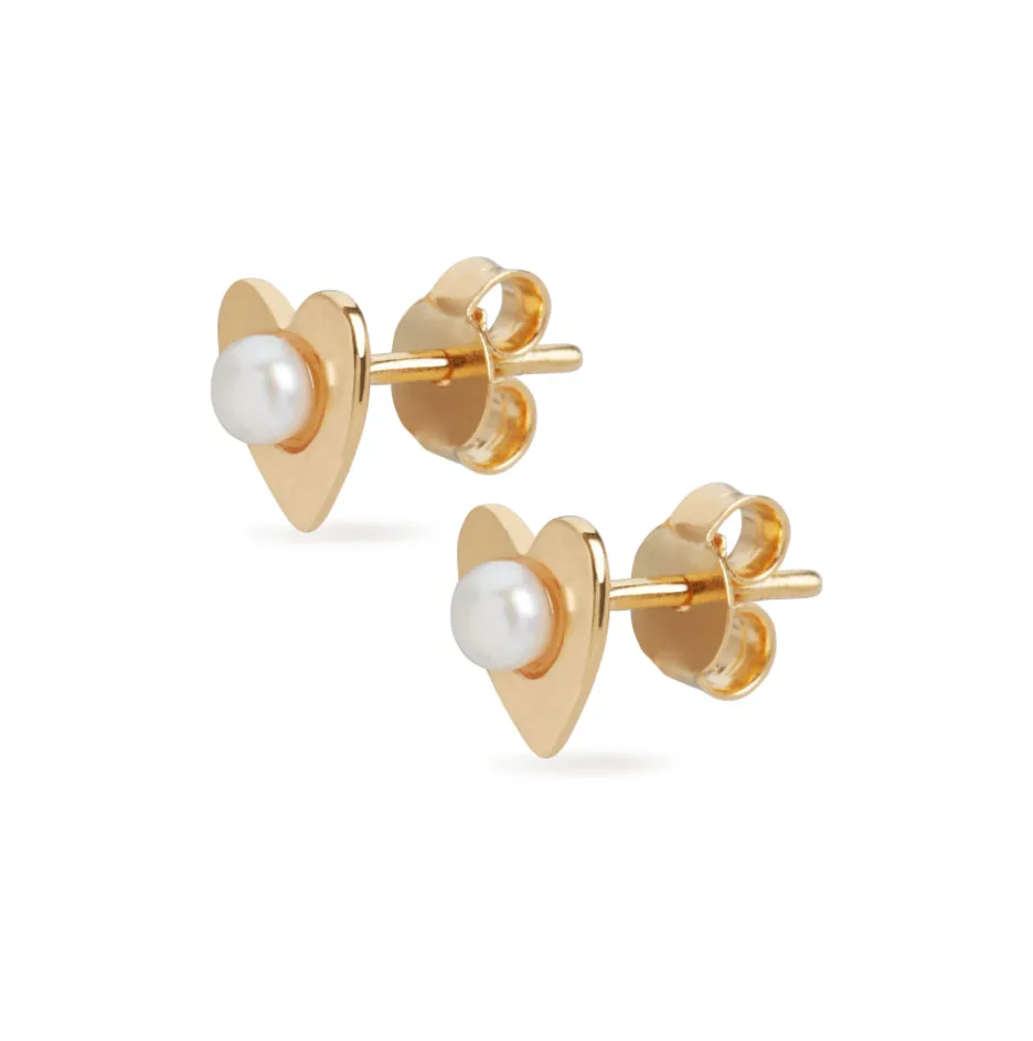 Heart Pearl Stud Earrings