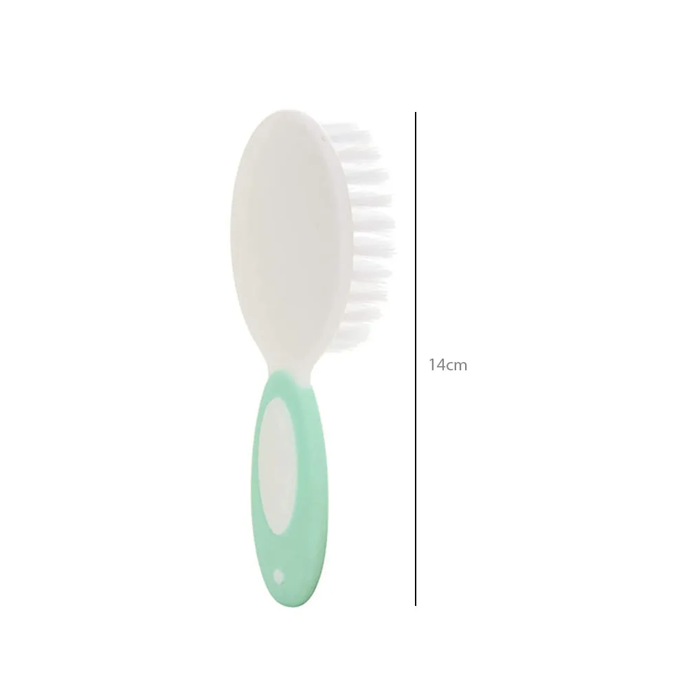 HOPOP Soft Bristle Comb & Brush Set For Babies - White & Green 0m 