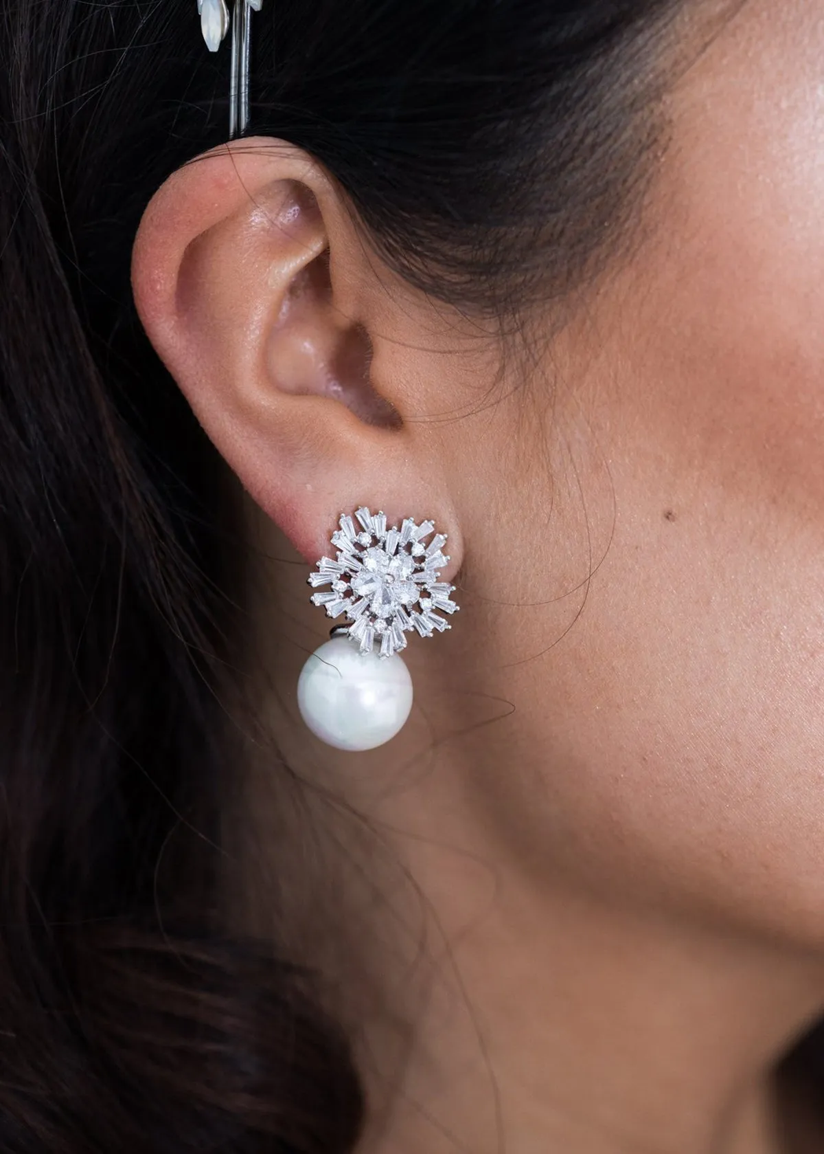 Ivy -  Statement Crystal Pearl Bridal Stud Earrings