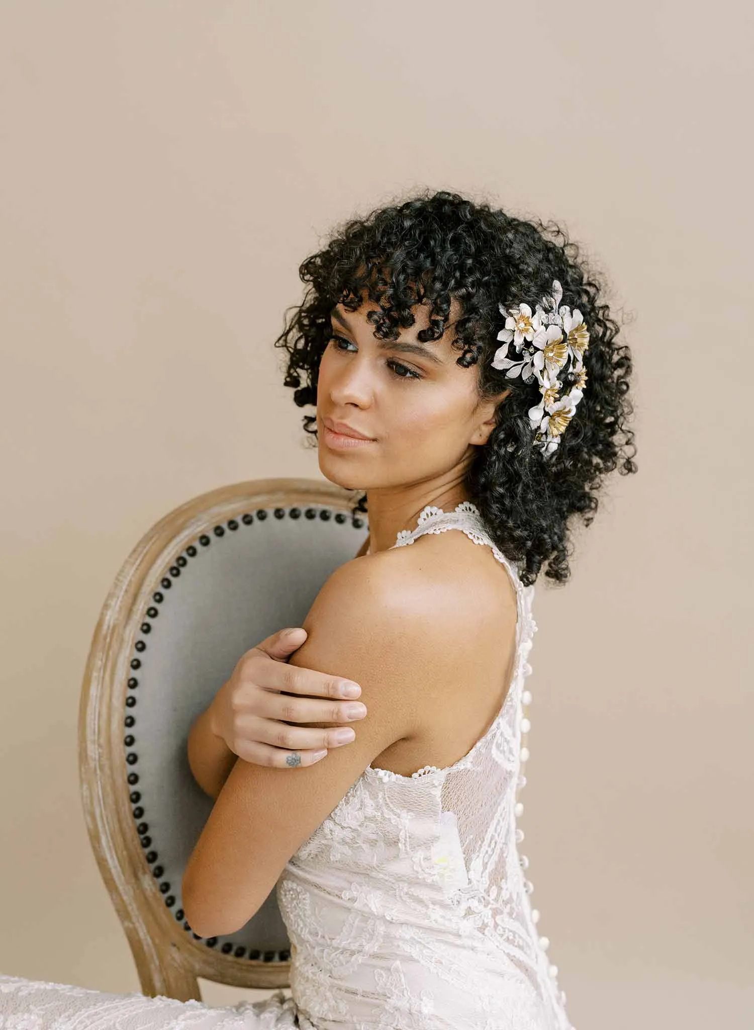 Layered regal floral bridal headpiece - Style #2156