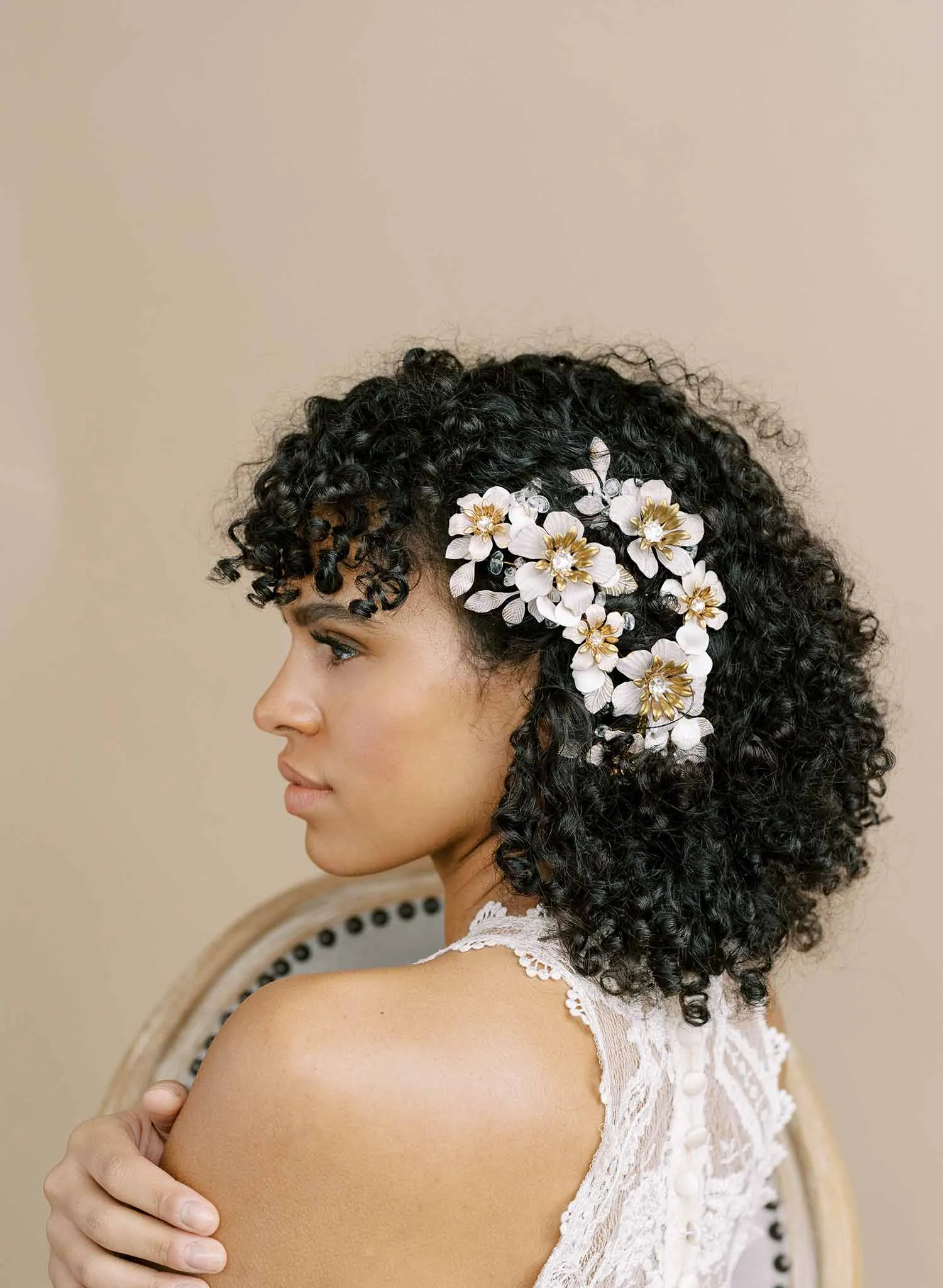 Layered regal floral bridal headpiece - Style #2156