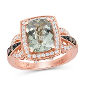 Le Vian Mint Julep Quartz Chocolate & Vanilla Diamond Halo Ring