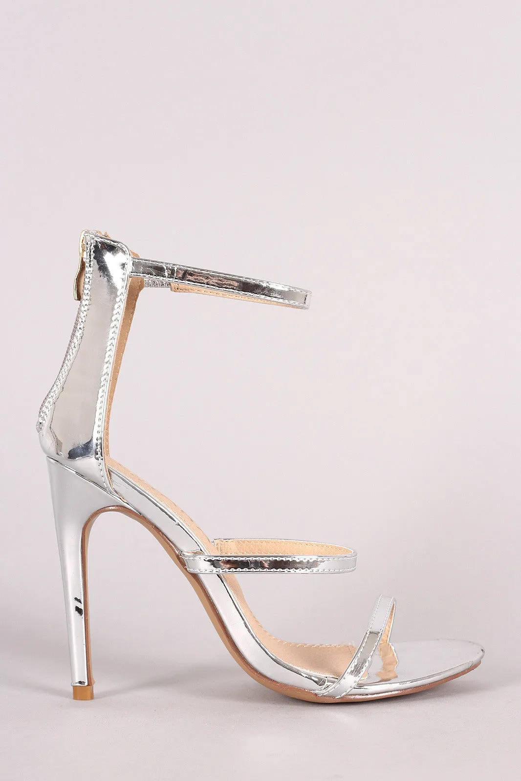 Liliana Mirrored Patent Triple Straps Single Sole Heel