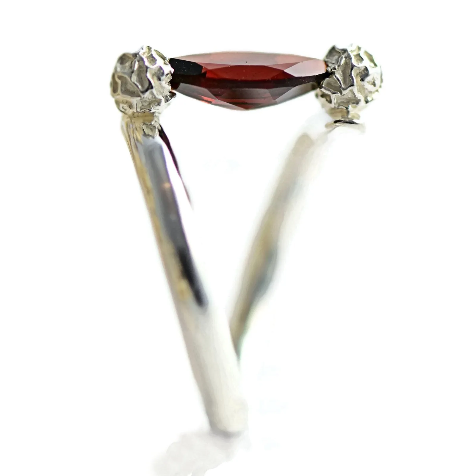 Marquise, Tension-set Ring Design, Sterling Silver Peppercorns