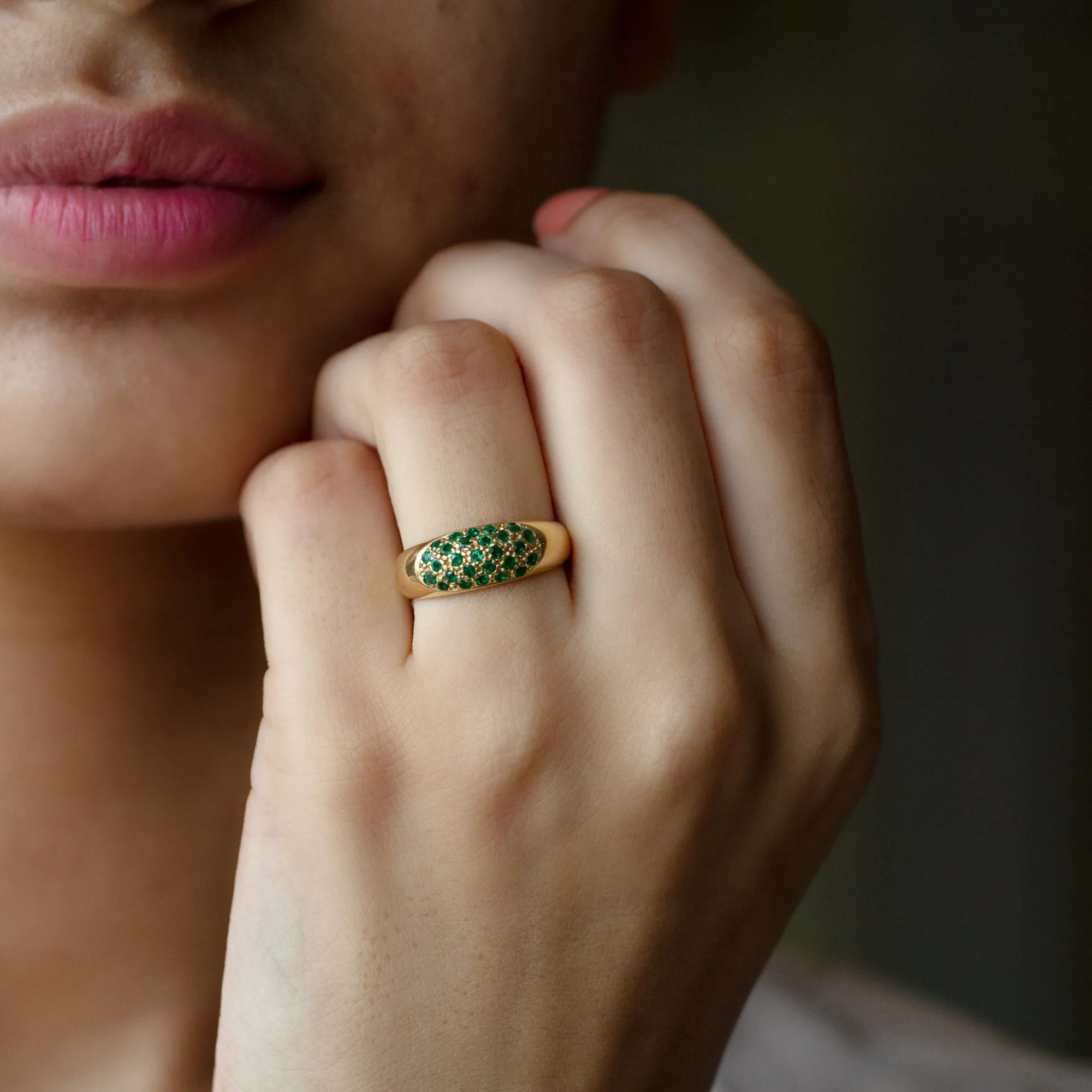 May Birthstone 1/2 CT Round Cut Emerald Anniversary Ring