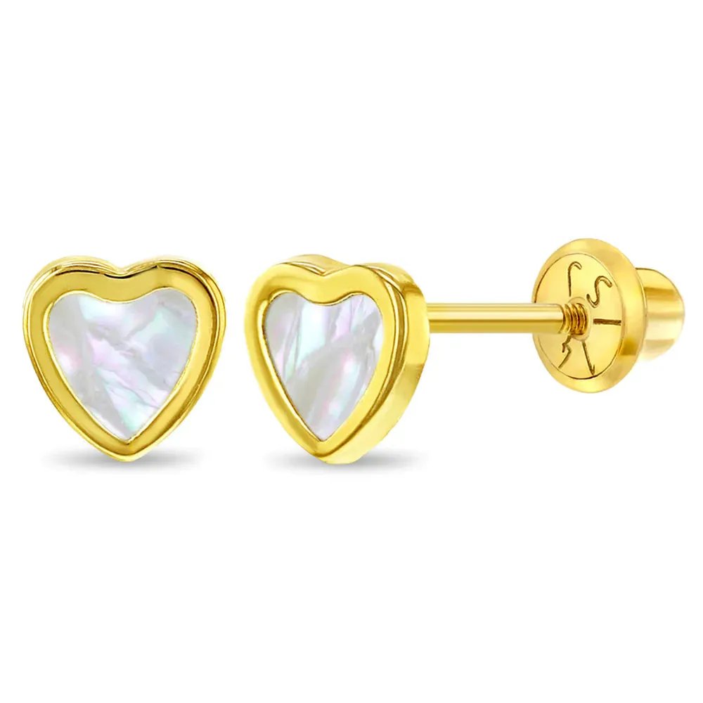 Mother of Pearl Heart Earrings