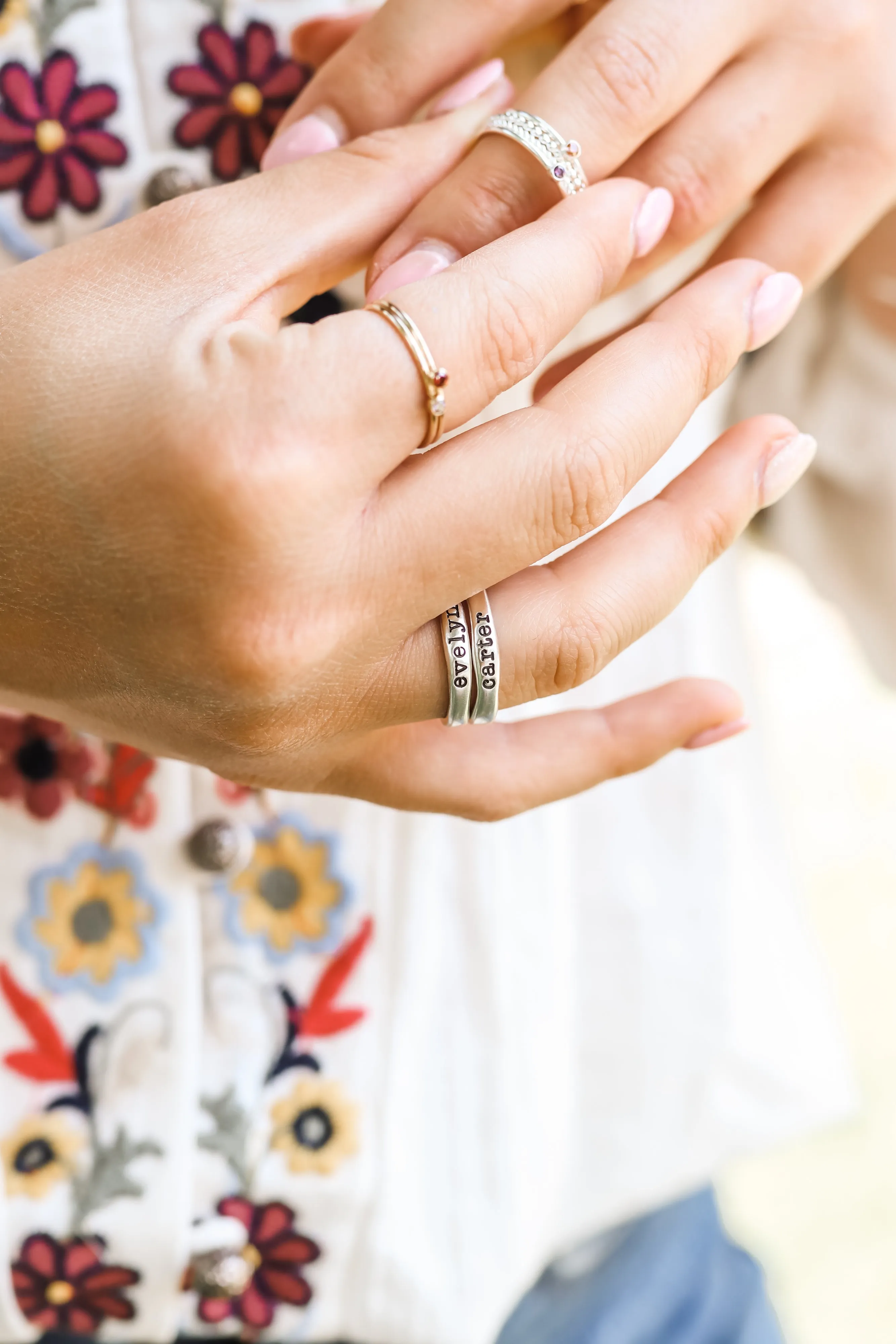 name ring   birthstone ring {sterling silver}