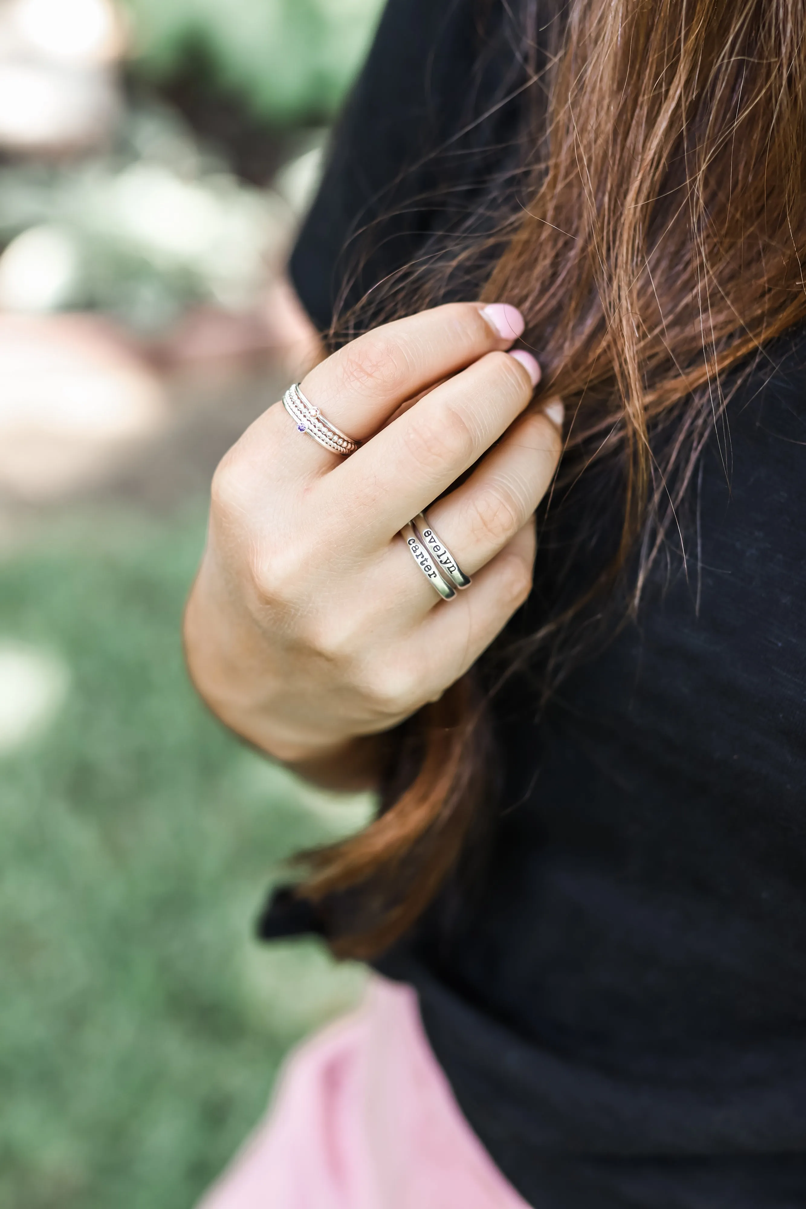 name ring   birthstone ring {sterling silver}