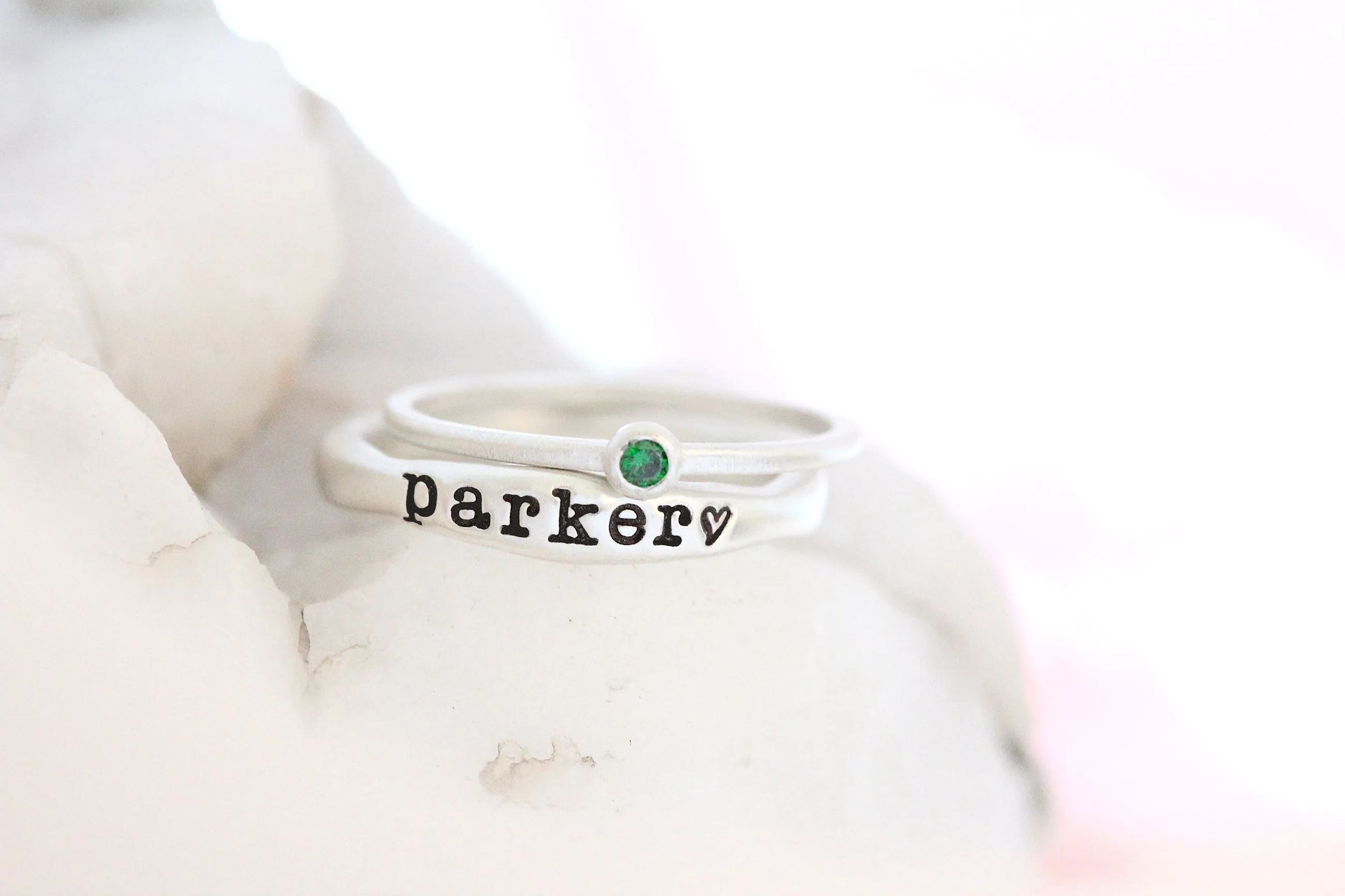 name ring   birthstone ring {sterling silver}