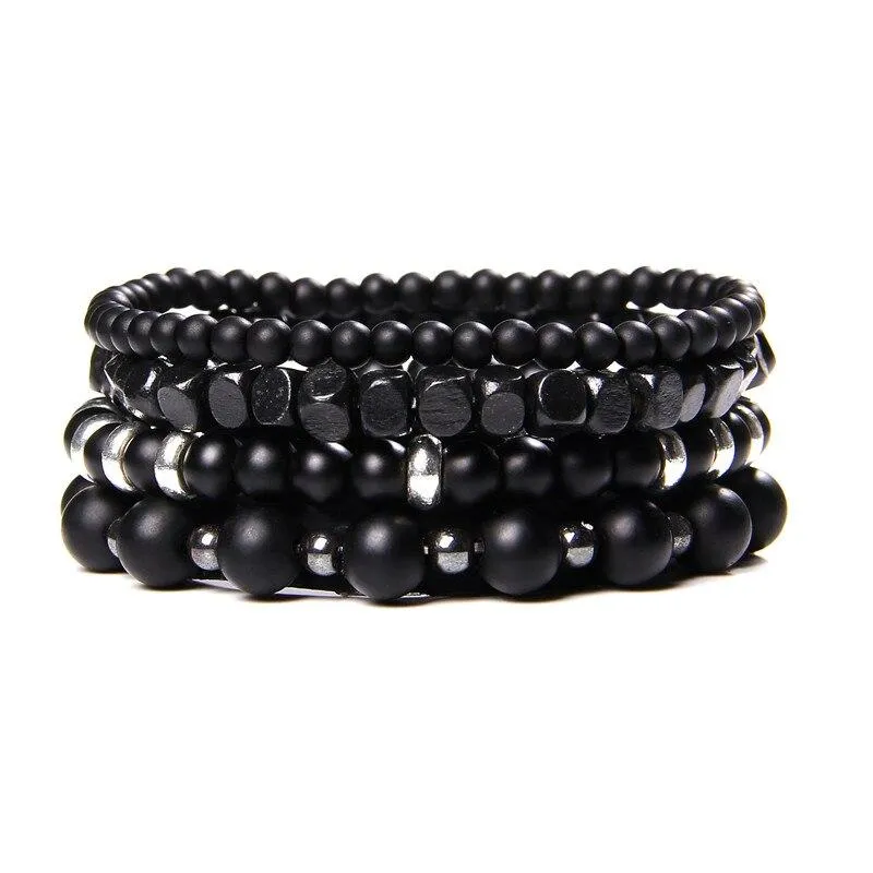 Nicolas Multilayered Leather & Natural Stone Beaded Bracelet