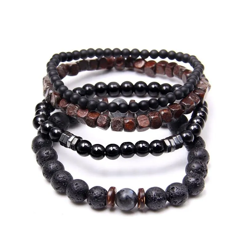 Nicolas Multilayered Leather & Natural Stone Beaded Bracelet