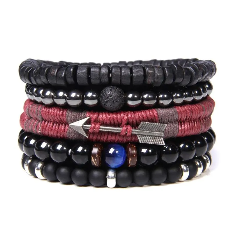 Nicolas Multilayered Leather & Natural Stone Beaded Bracelet