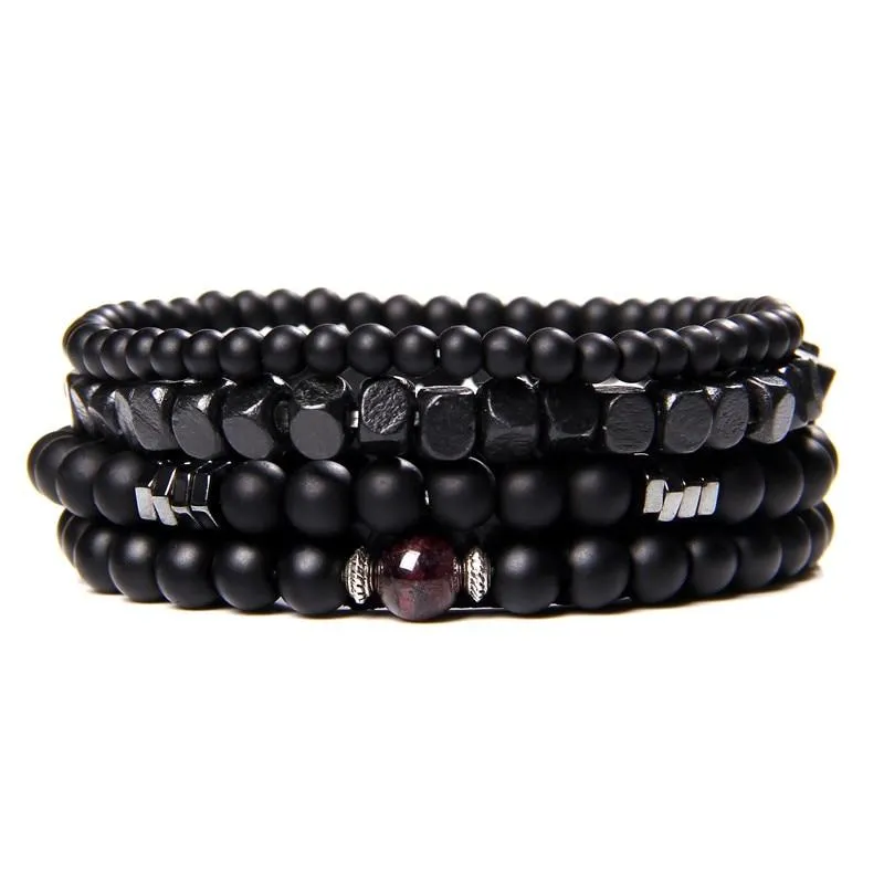 Nicolas Multilayered Leather & Natural Stone Beaded Bracelet