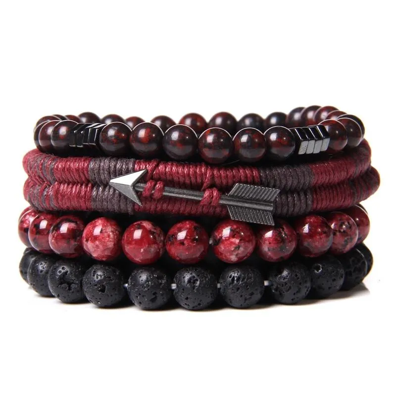 Nicolas Multilayered Leather & Natural Stone Beaded Bracelet