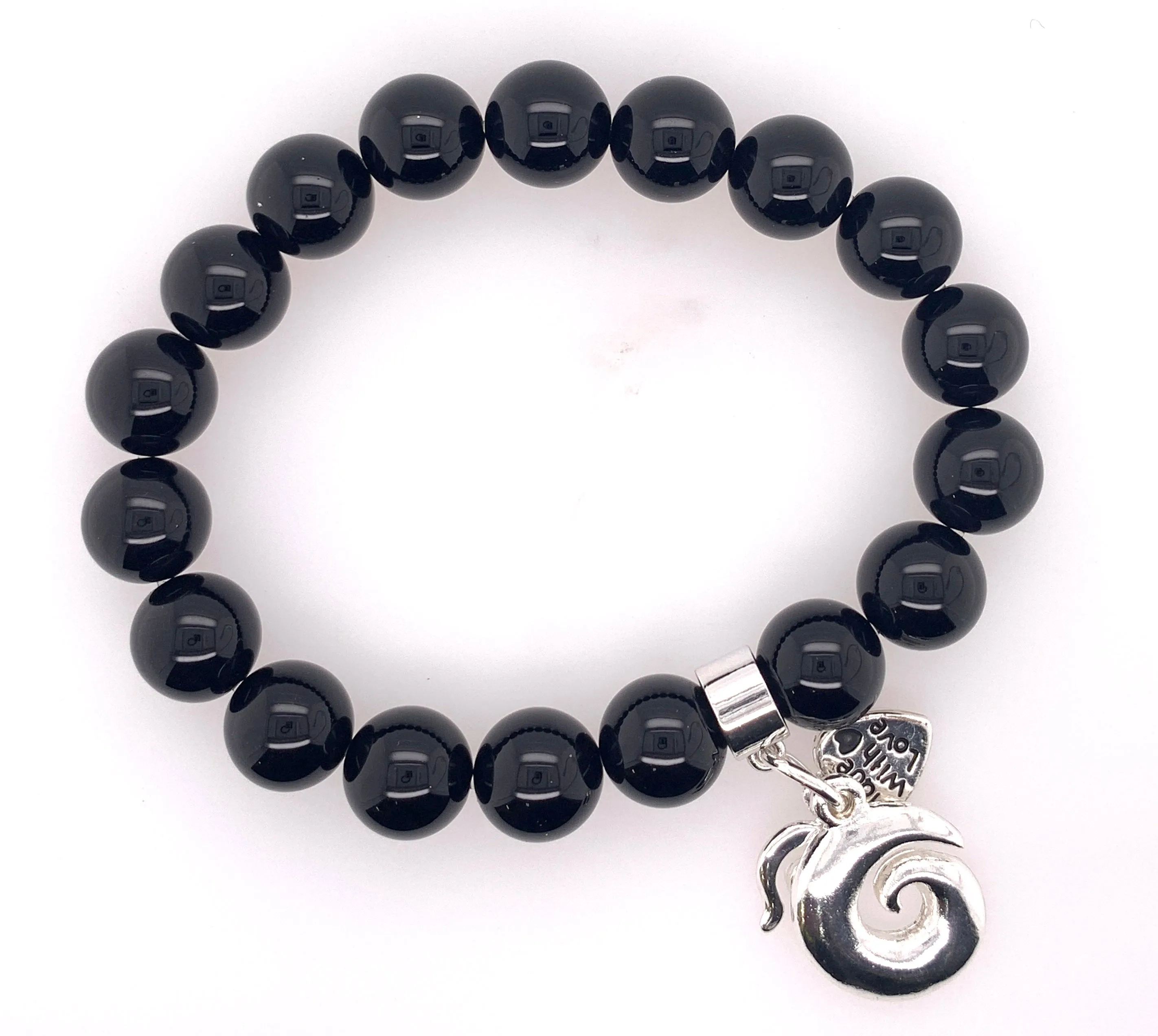 Onyx Stretchy Bracelet 10mm Beads.Koru