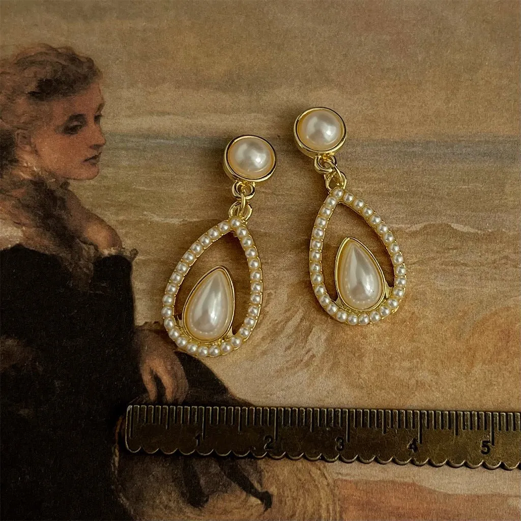 Palace style drop-shaped pearl earrings(MAC200)